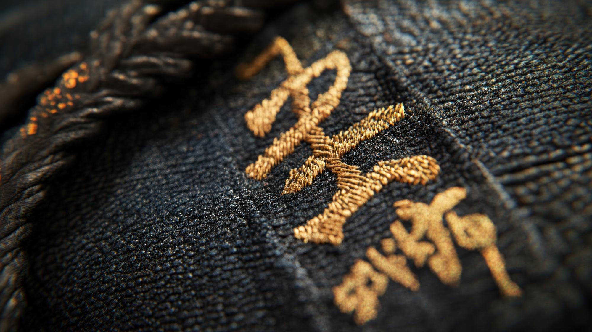 close-up luxury embroidery gold thread